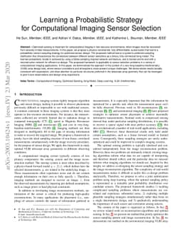 Learning a Probabilistic Strategy for Computational Imaging Sensor
  Selection