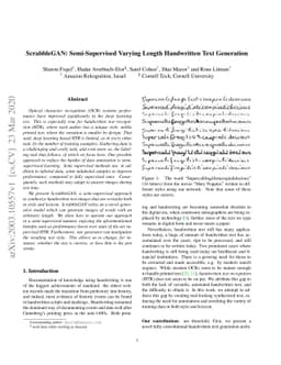 ScrabbleGAN: Semi-Supervised Varying Length Handwritten Text Generation