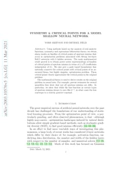 Symmetry & critical points for a model shallow neural network