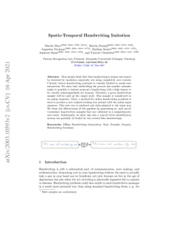 Spatio-Temporal Handwriting Imitation