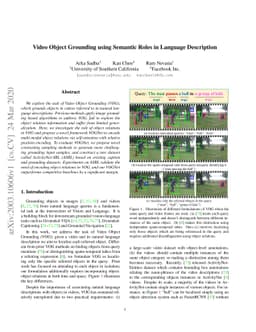 Video Object Grounding using Semantic Roles in Language Description