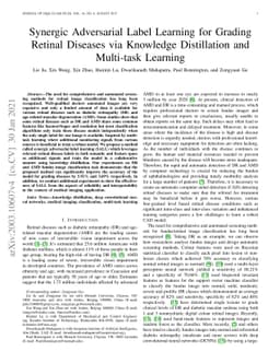 Synergic Adversarial Label Learning for Grading Retinal Diseases via
  Knowledge Distillation and Multi-task Learning