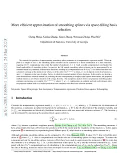 More efficient approximation of smoothing splines via space-filling
  basis selection