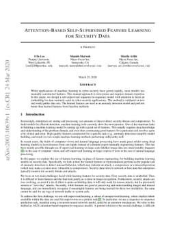 Attention-Based Self-Supervised Feature Learning for Security Data