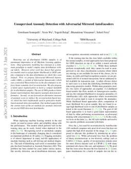 Unsupervised Anomaly Detection with Adversarial Mirrored AutoEncoders