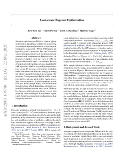 Cost-aware Bayesian Optimization