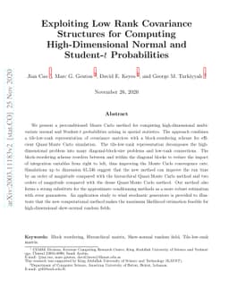 Exploiting Low Rank Covariance Structures for Computing High-Dimensional
  Normal and Student-$t$ Probabilities