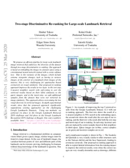 Two-stage Discriminative Re-ranking for Large-scale Landmark Retrieval