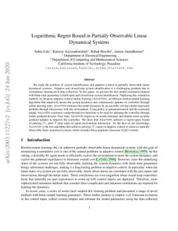 Logarithmic Regret Bound in Partially Observable Linear Dynamical
  Systems