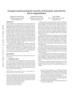 Unsupervised Learning for security of Enterprise networks by
  micro-segmentation
