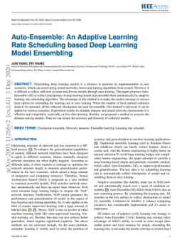 Auto-Ensemble: An Adaptive Learning Rate Scheduling based Deep Learning
  Model Ensembling