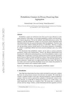 Probabilistic Counters for Privacy Preserving Data Aggregation