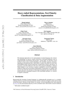 Heavy-tailed Representations, Text Polarity Classification & Data
  Augmentation
