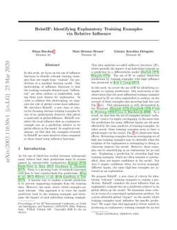 RelatIF: Identifying Explanatory Training Examples via Relative
  Influence