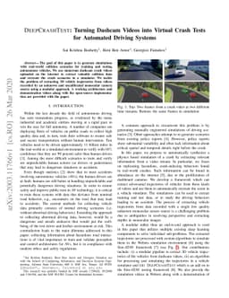 DeepCrashTest: Turning Dashcam Videos into Virtual Crash Tests for
  Automated Driving Systems