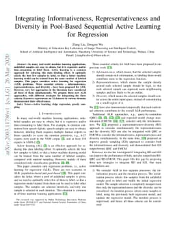 Integrating Informativeness, Representativeness and Diversity in
  Pool-Based Sequential Active Learning for Regression