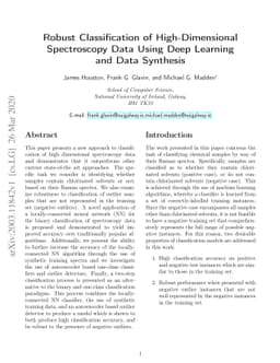 Robust Classification of High-Dimensional Spectroscopy Data Using Deep
  Learning and Data Synthesis