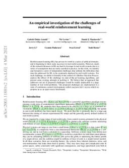 An empirical investigation of the challenges of real-world reinforcement
  learning
