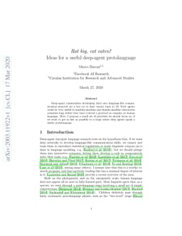 Rat big, cat eaten! Ideas for a useful deep-agent protolanguage