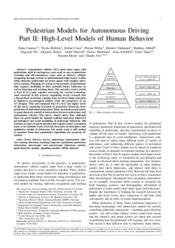 Pedestrian Models for Autonomous Driving Part II: High-Level Models of
  Human Behavior
