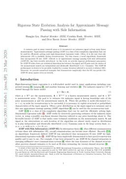 Rigorous State Evolution Analysis for Approximate Message Passing with
  Side Information