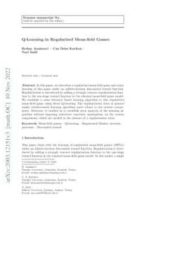 Q-Learning in Regularized Mean-field Games