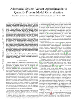 Adversarial System Variant Approximation to Quantify Process Model
  Generalization
