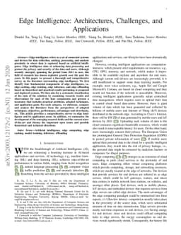 Edge Intelligence: Architectures, Challenges, and Applications