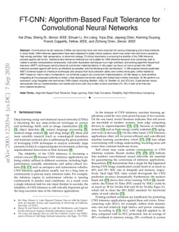 FT-CNN: Algorithm-Based Fault Tolerance for Convolutional Neural
  Networks