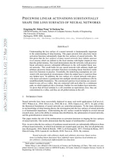 Piecewise linear activations substantially shape the loss surfaces of
  neural networks