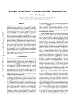 Separating Varying Numbers of Sources with Auxiliary Autoencoding Loss