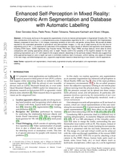 Enhanced Self-Perception in Mixed Reality: Egocentric Arm Segmentation
  and Database with Automatic Labelling