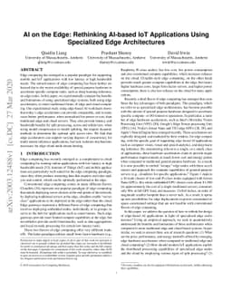 AI on the Edge: Rethinking AI-based IoT Applications Using Specialized
  Edge Architectures