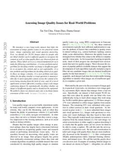 Assessing Image Quality Issues for Real-World Problems