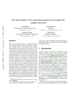 The impossibility of low rank representations for triangle-rich complex
  networks