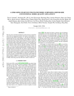 A Streaming On-Device End-to-End Model Surpassing Server-Side
  Conventional Model Quality and Latency