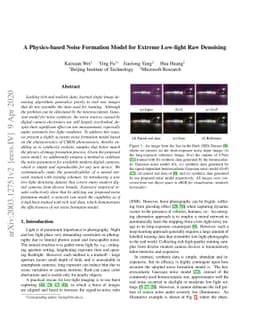 A Physics-based Noise Formation Model for Extreme Low-light Raw
  Denoising