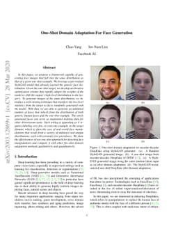 One-Shot Domain Adaptation For Face Generation