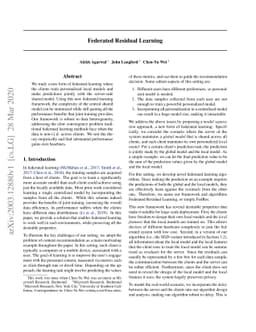 Federated Residual Learning