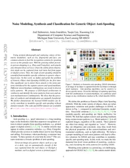 Noise Modeling, Synthesis and Classification for Generic Object
  Anti-Spoofing
