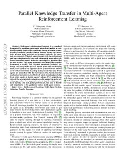 Parallel Knowledge Transfer in Multi-Agent Reinforcement Learning