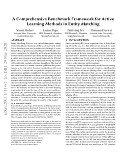 A Comprehensive Benchmark Framework for Active Learning Methods in
  Entity Matching