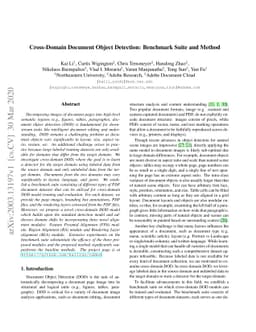 Cross-Domain Document Object Detection: Benchmark Suite and Method