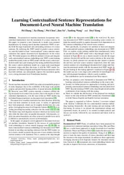 Learning Contextualized Sentence Representations for Document-Level
  Neural Machine Translation
