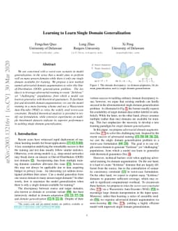 Learning to Learn Single Domain Generalization