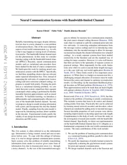 Neural Communication Systems with Bandwidth-limited Channel