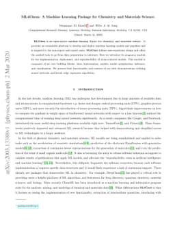 ML4Chem: A Machine Learning Package for Chemistry and Materials Science