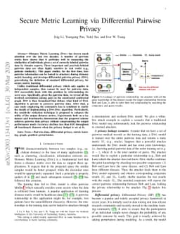 Secure Metric Learning via Differential Pairwise Privacy
