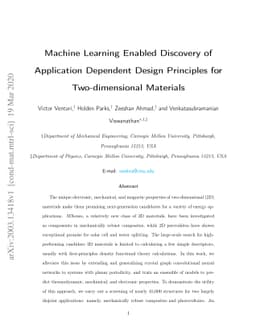 Machine Learning Enabled Discovery of Application Dependent Design
  Principles for Two-dimensional Materials