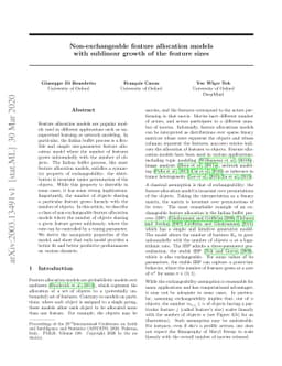Non-exchangeable feature allocation models with sublinear growth of the
  feature sizes